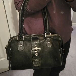 Roots Black Leather Bag